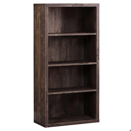 Homeroots 47.5 in. Brown Particle Board & MDF Bookshelf with Adjustable Shelves 333505